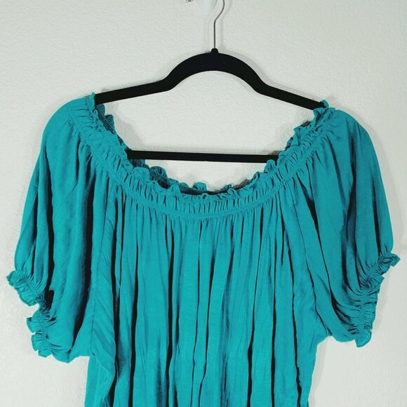 Street W Womens Peasant Tunic Top 2X  Smocked Hem & Sleeves Lightweight Fabric - Picture 5 of 6